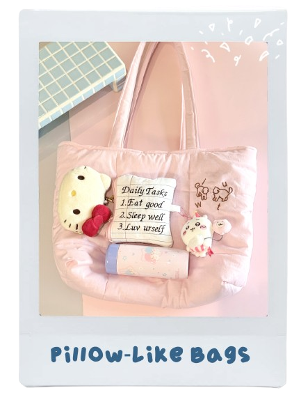 Pillow-like Shoulder Bags