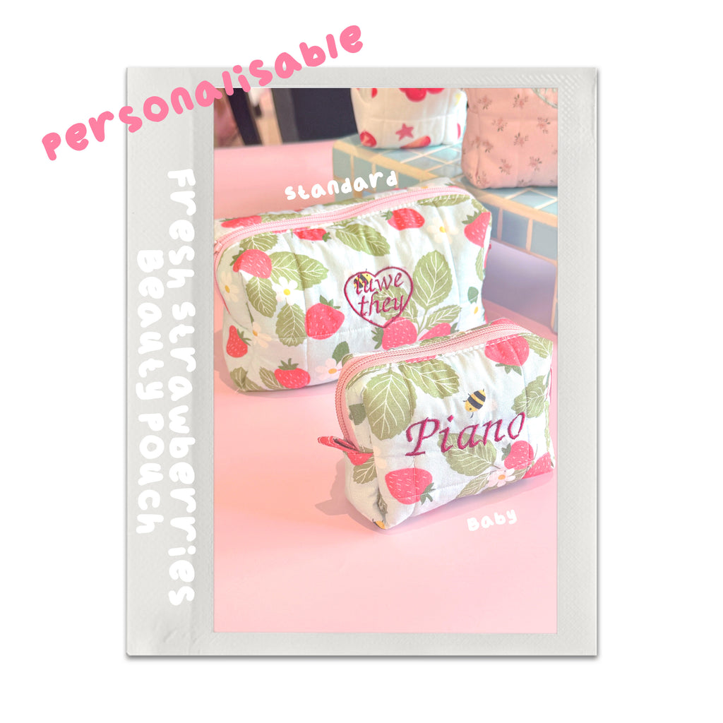 Fresh Strawberries Beauty Pouch