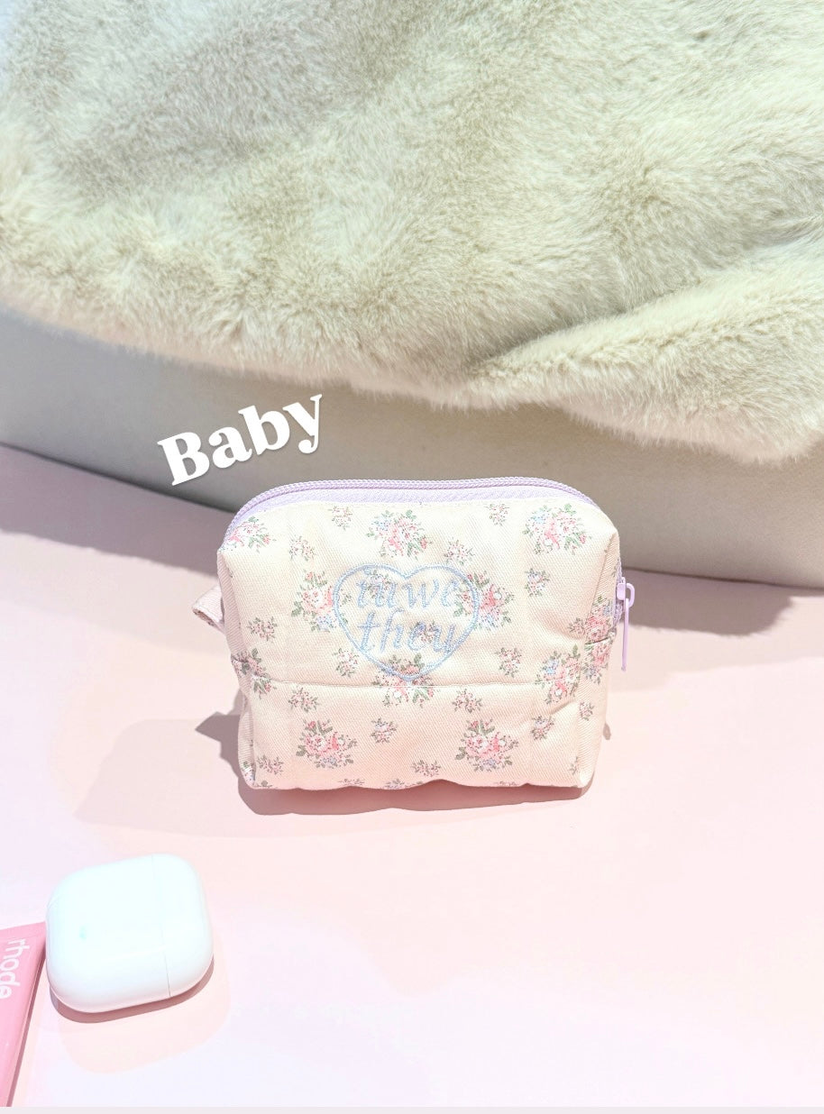 Rosy Bloom Garden Beauty Pouch