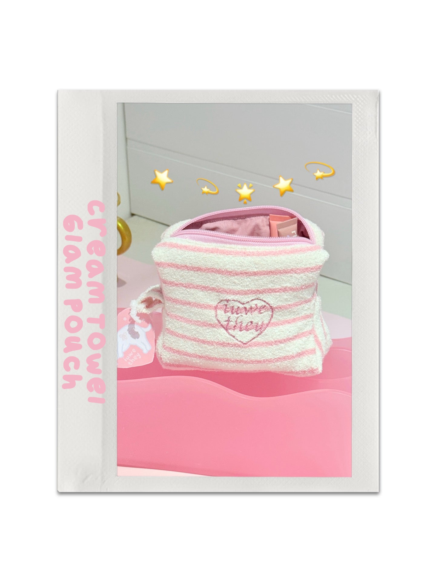 Cream Towel Glam Pouch