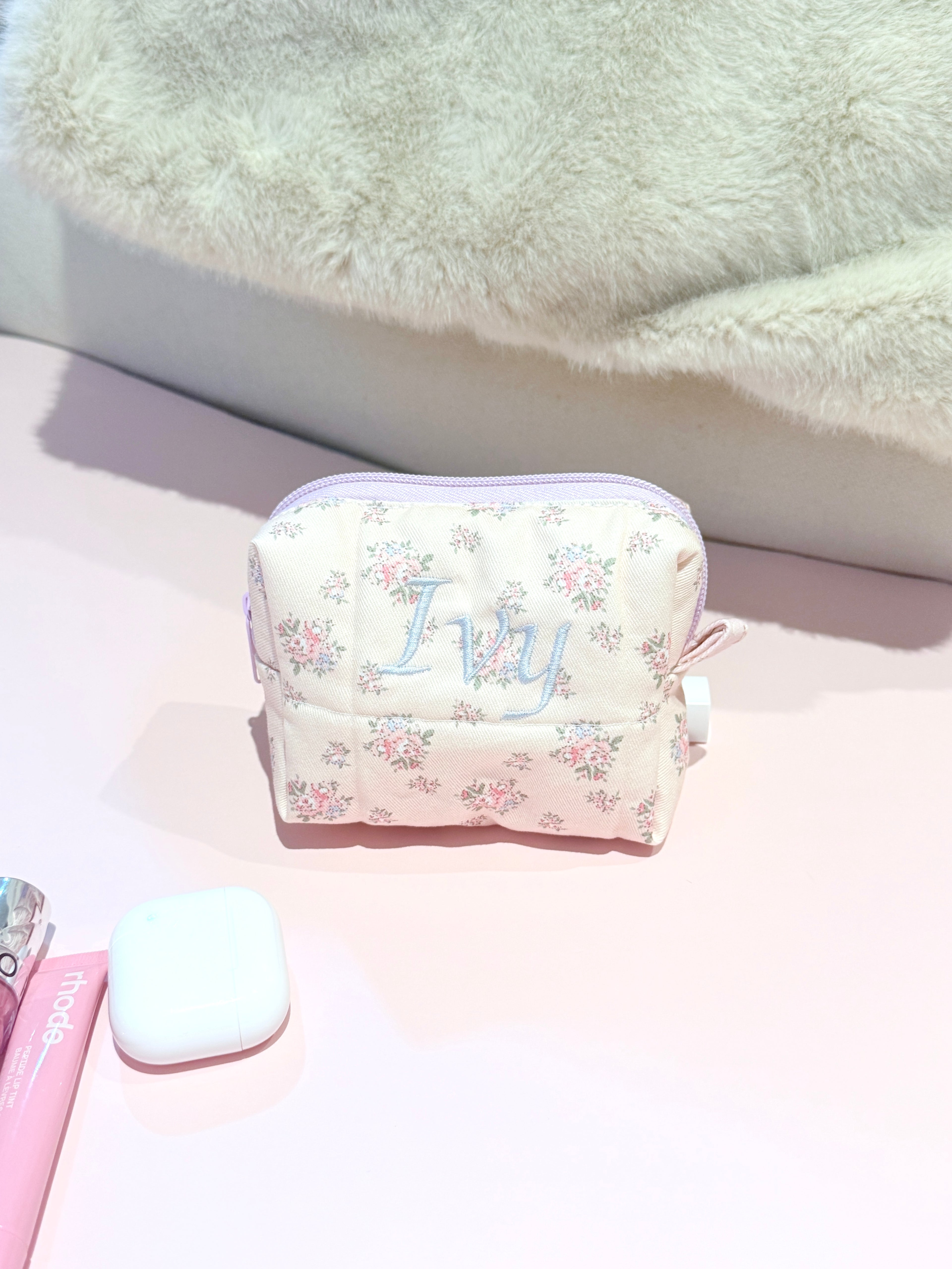 Rosy Bloom Garden Beauty Pouch
