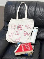 Meowme Embroidered Tote Bag (Red)