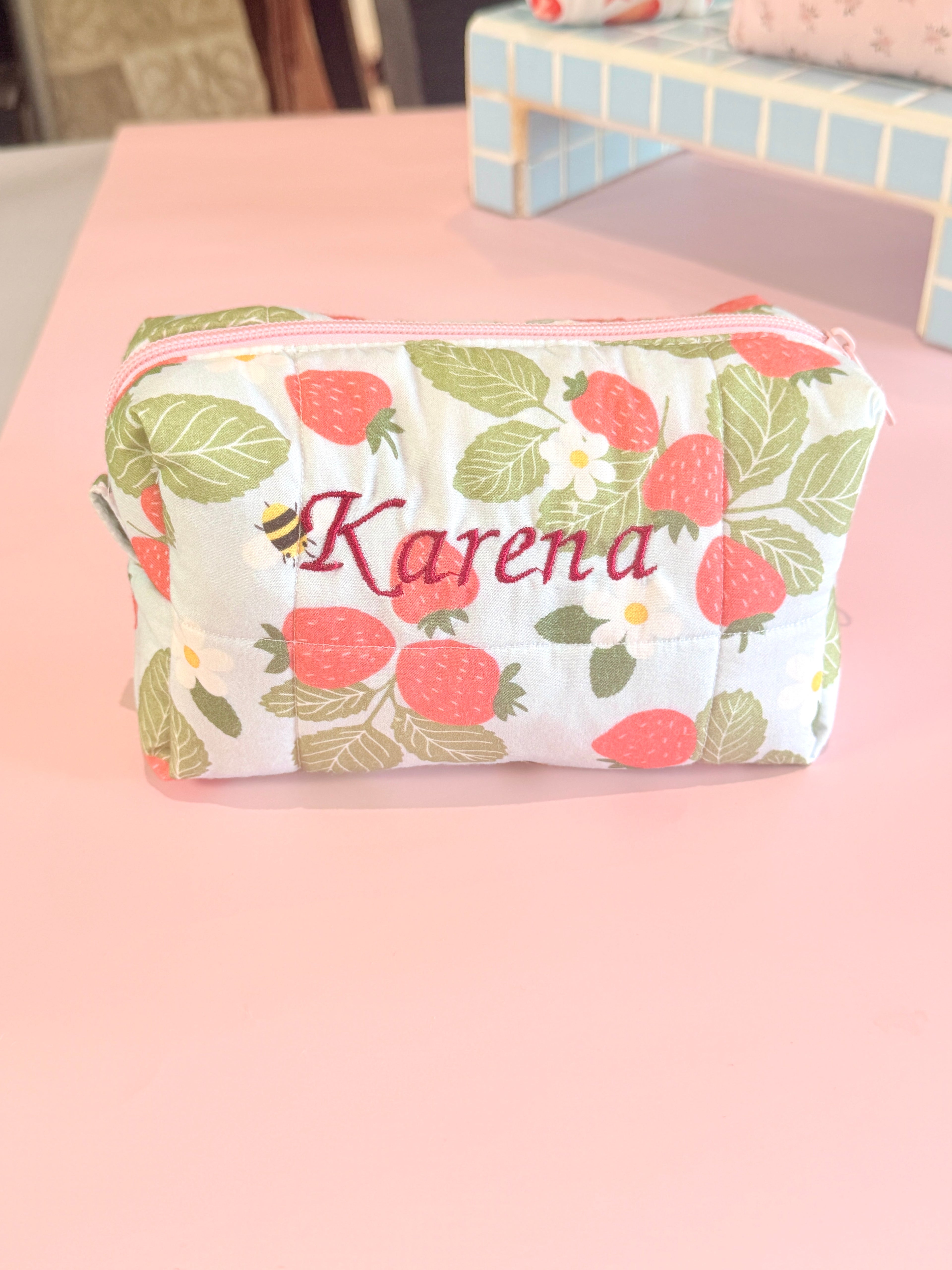Fresh Strawberries Beauty Pouch