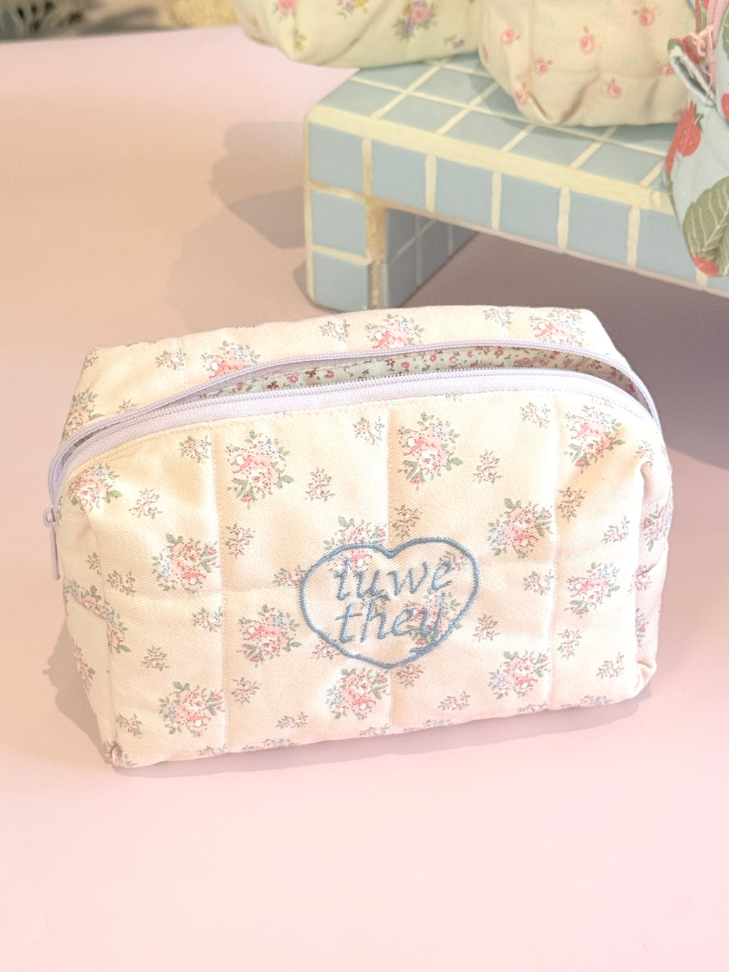 Rosy Bloom Garden Beauty Pouch